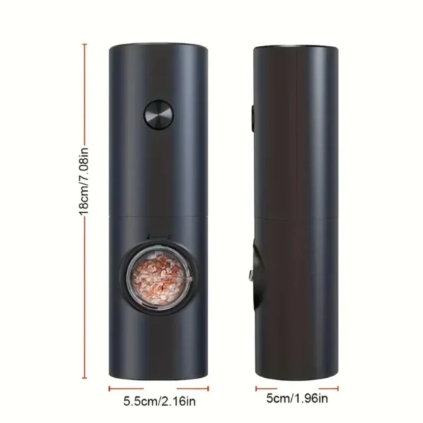 Moedor Elétrico Sal Pimenta Temperos Condimentos Automático Ajuste Moagem Prático Compacto Cozinha Conforto Sabor Personalizado - Image 3