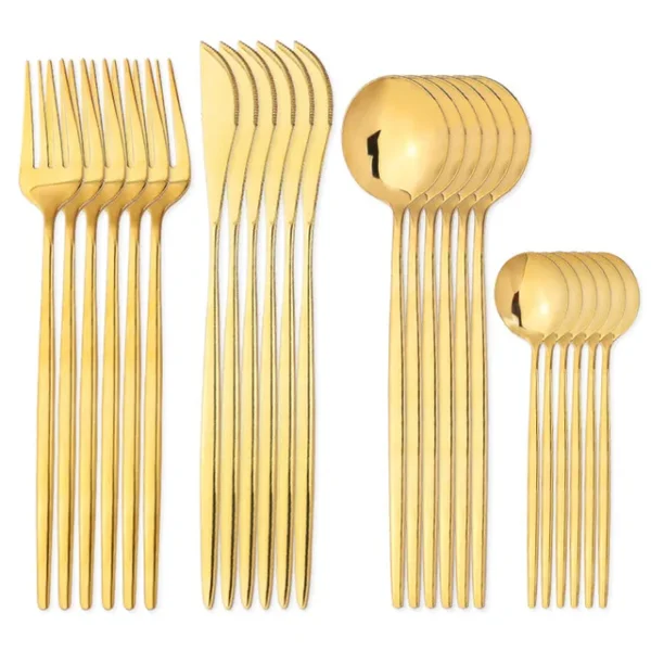 24 pçs talheres talheres de aço inoxidável dourado faca garfo colher conjunto talheres cozinha louça talheres classicos modernos