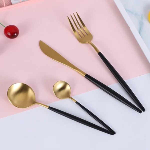 MODUS Conjuntos De Talheres，Aço inoxidável，Quatro Tipos de Louça, Faca，Garfos，Dois Tipos de Colheres，Talheres,24PCS - Image 4