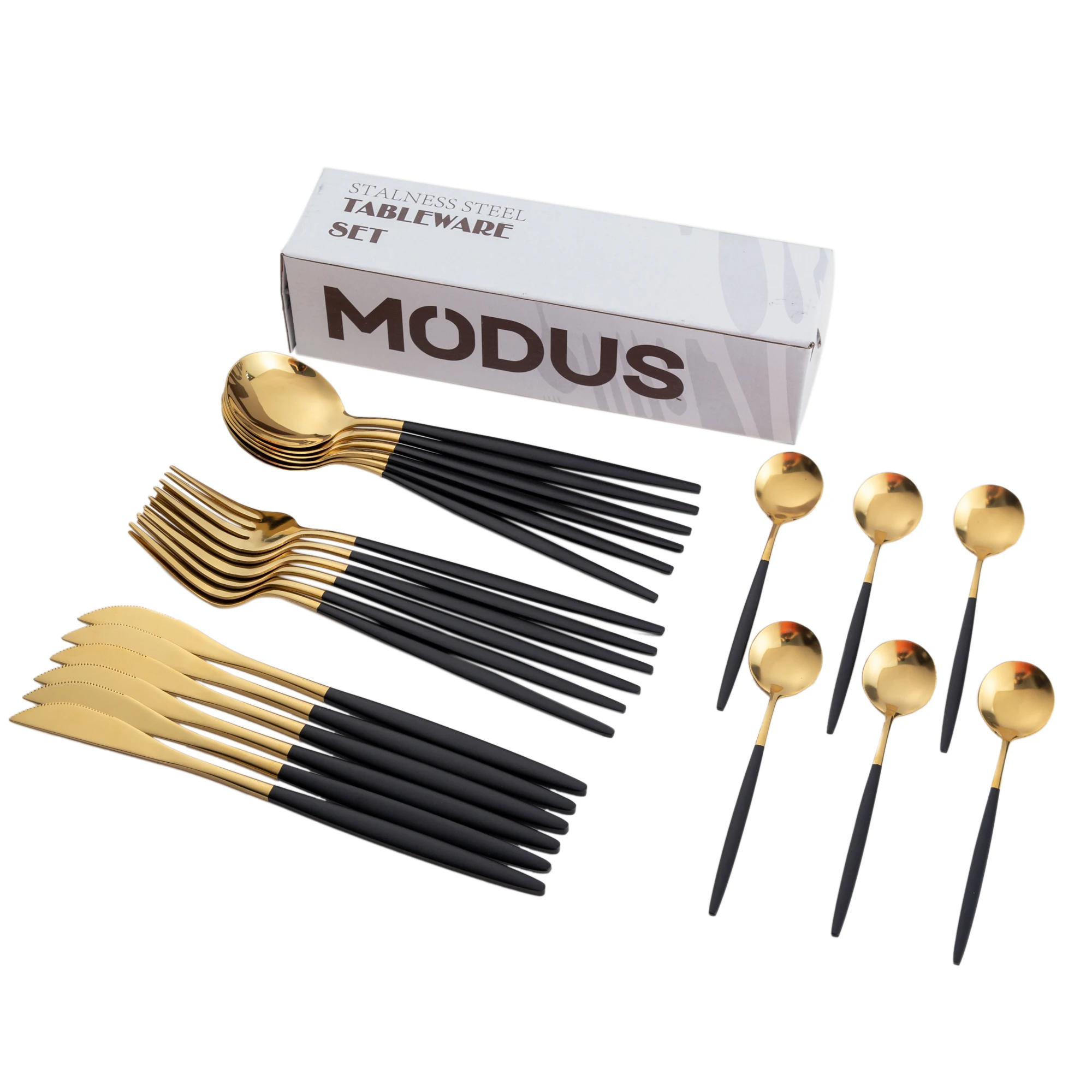 MODUS Conjuntos De Talheres,Aço inoxidável,Quatro Tipos de Louça, Faca,Garfos,Dois Tipos de Colheres,Talheres,24PCS - Image 10